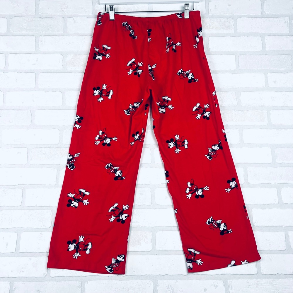 Disney Mickey Minnie Mouse Pajama Pants Womens Medium Red Wide Leg Sleepwear - Picture 8 of 14